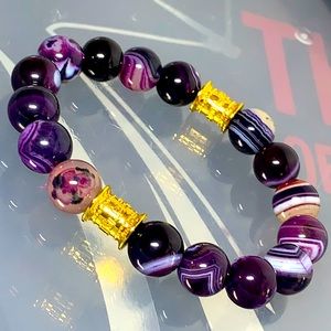 BANDED AGATE STONES NATURAL BRACELET size 6”